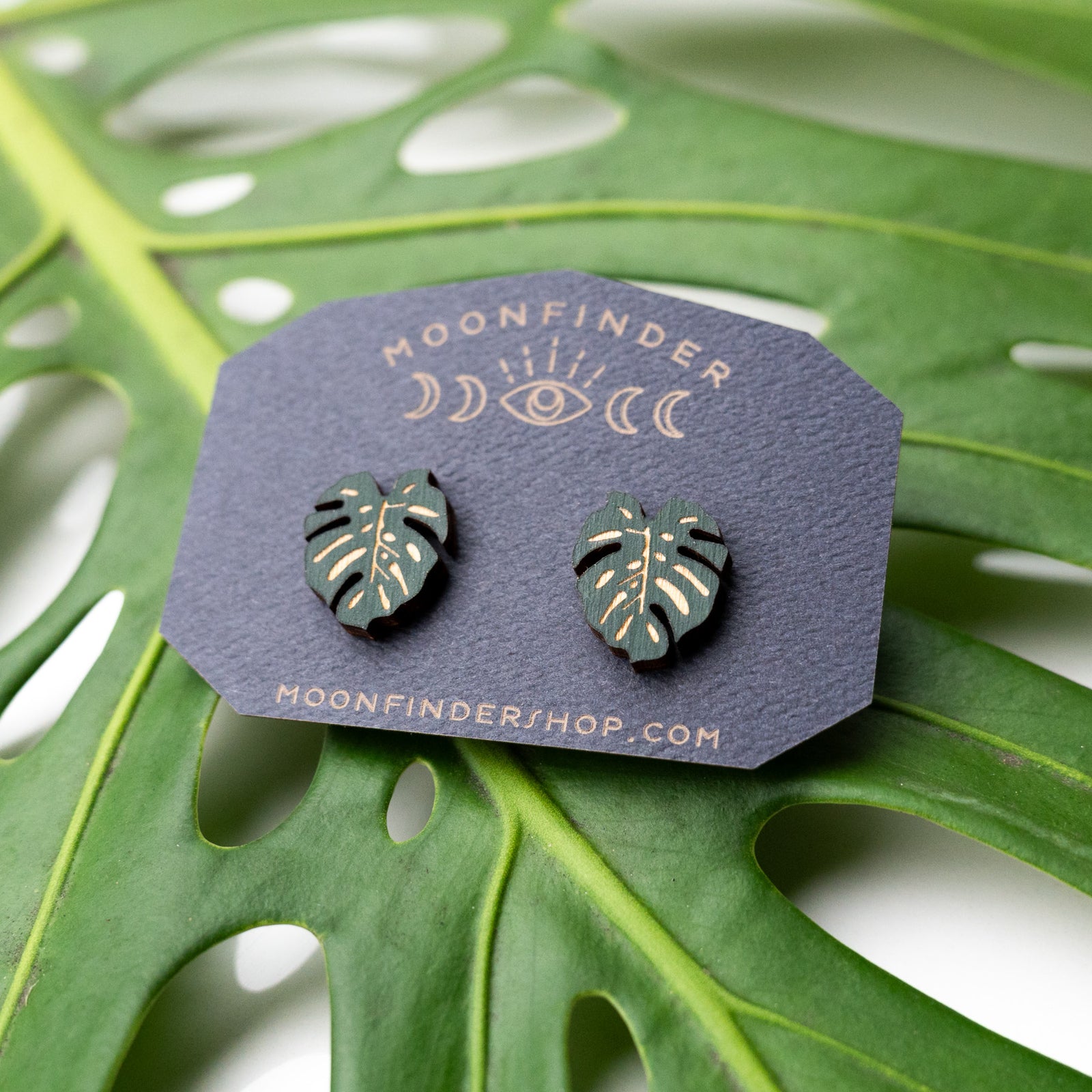 Monstera Leaf Studs – MOONFINDER